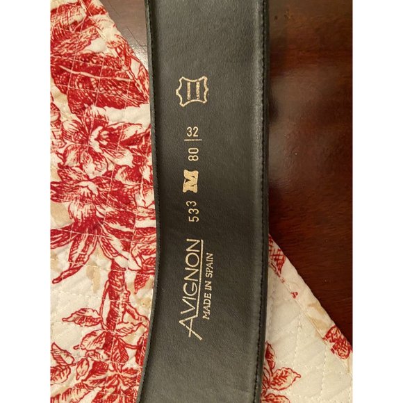 Spain Avignon Leather Black Belt Ladies Size 32 - Picture 2 of 4